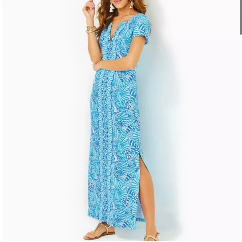 Lilly Pulitzer Sophiletta Maxi Dress Women’s Small Blue Amalfi By the Seashore